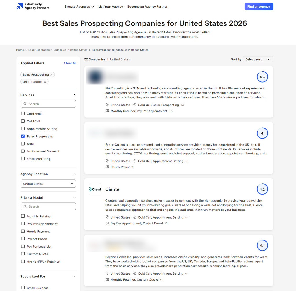 TOP Sales Prospecting Agencies in United States 07 16 2026 02 32 PM 1 Ciente Ranks Among the Top 3 Best Sales Prospecting Companies in the United States for 2026 Ciente - Best Sales prospecting company in US